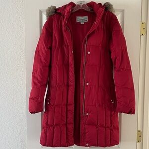Eddie Bauer Cherry Red Down Puffer Coat